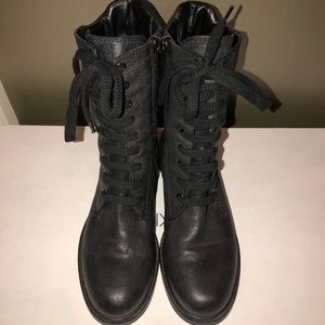 Aquatalia Black Leather Combat Boots